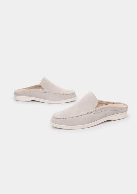 Light Gray Marina Suede Slipper | Auremmont