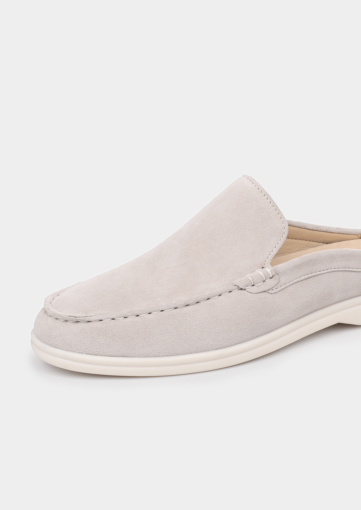 Light Gray Marina Suede Slipper | Auremmont