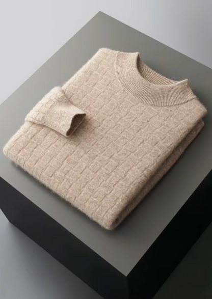 Pure Extra-Fine Merino Wool Textured Mockneck | Auremmont