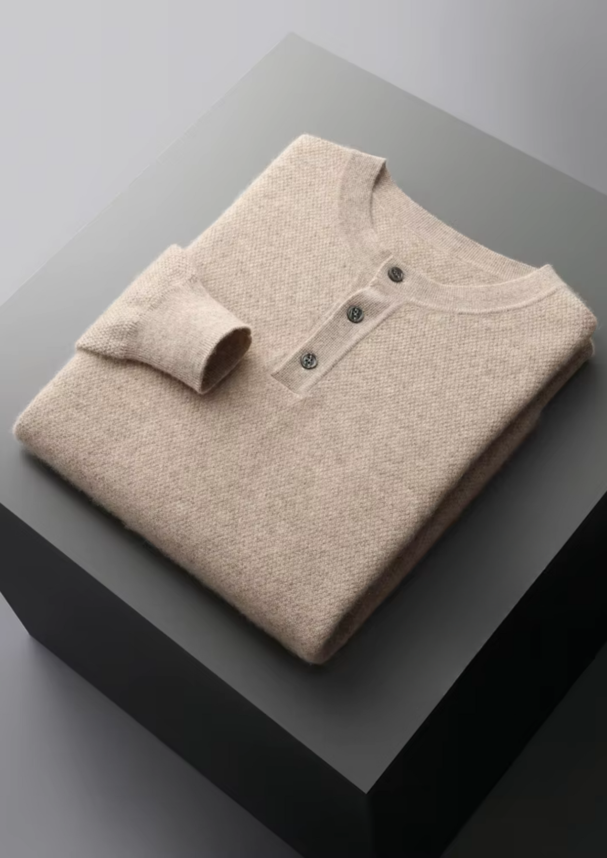 Premium Cashmere Classic Henley Sweater | Auremmont