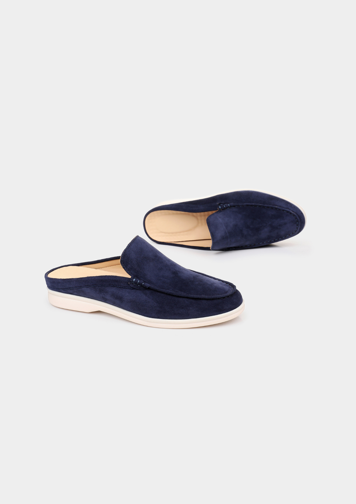Navy Blue Marina Suede Slipper | Auremmont