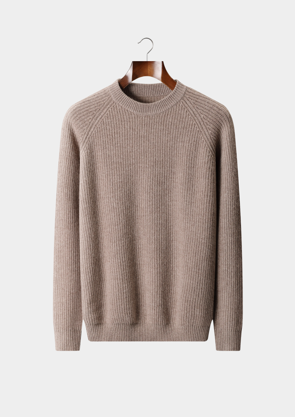 Pure Extra-Fine Merino Wool Ribbed Raglan Crewneck | Auremmont