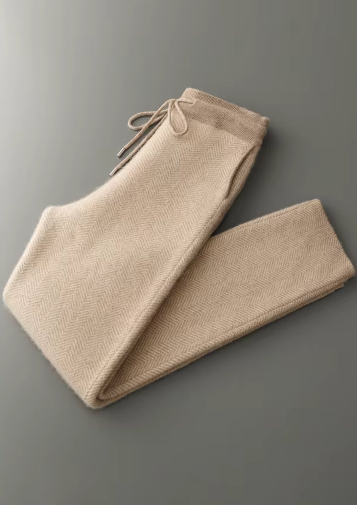 Pure Extra-Fine Merino Wool Sand Herringbone Set | Auremmont