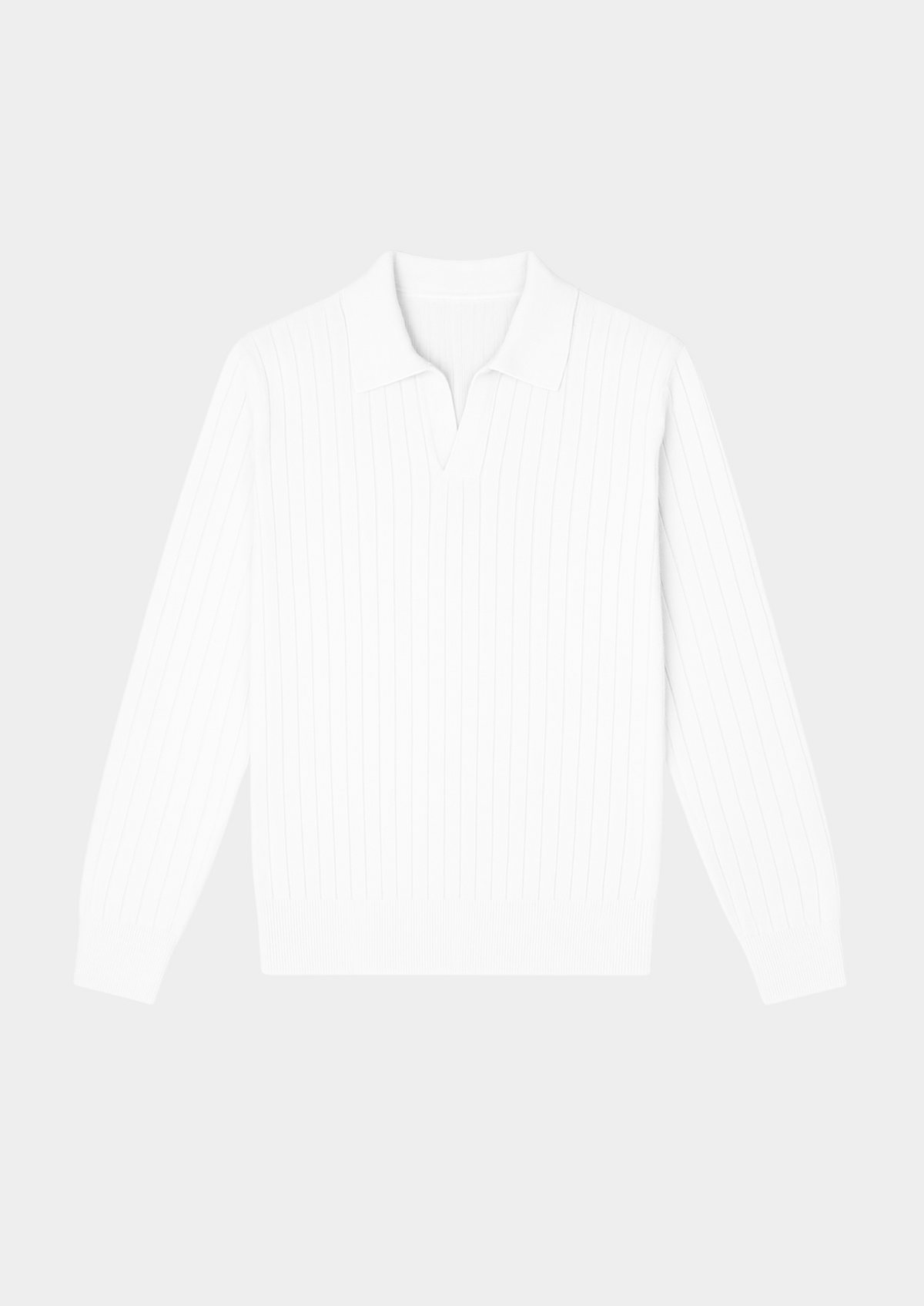 White Buttonless Ribbed Polo | Auremmont