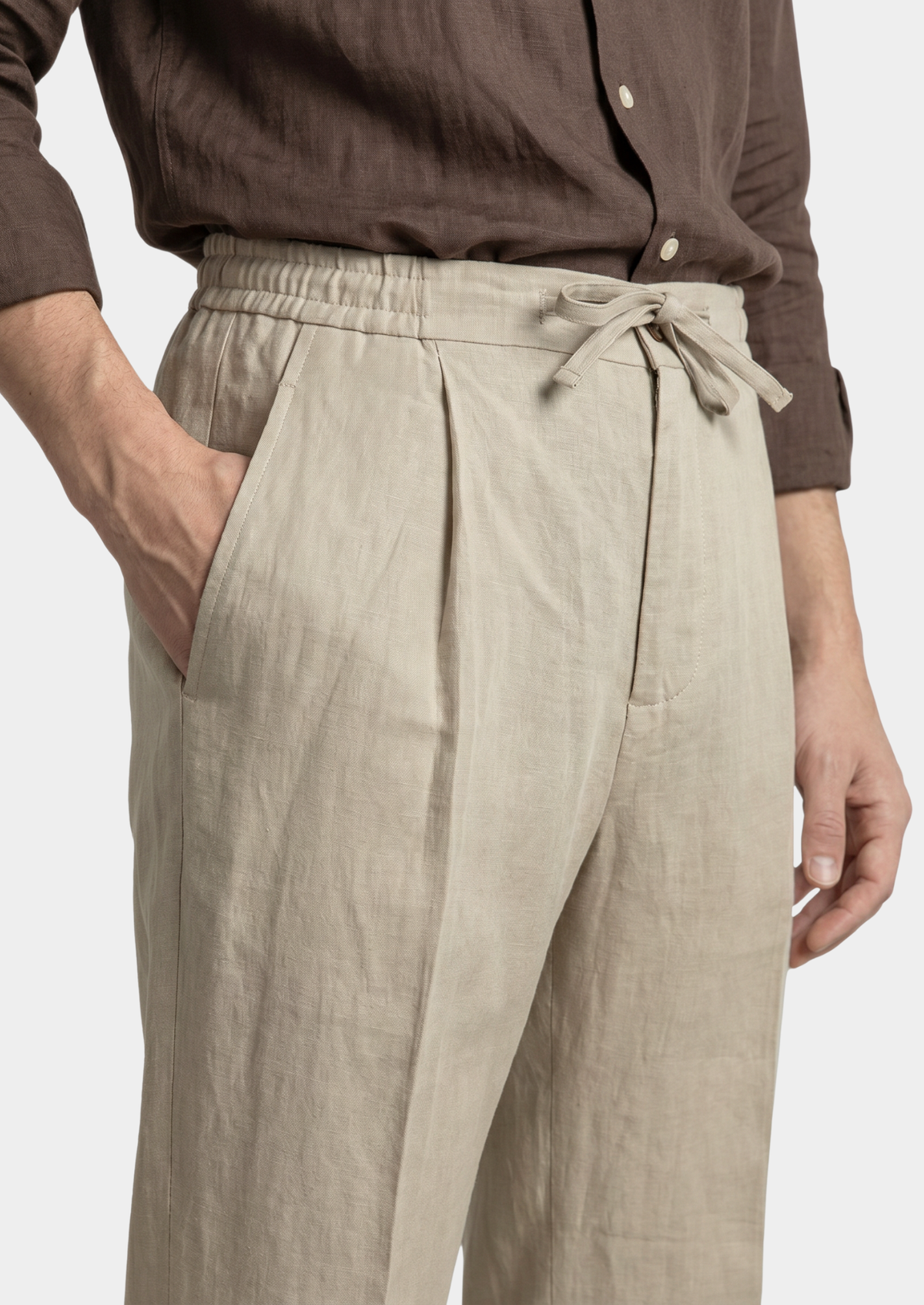 Drawstring Coastal Trousers - Sand | Auremmont