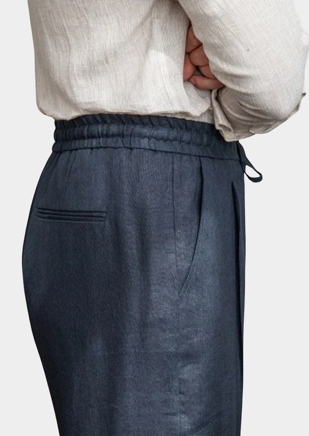 Drawstring Coastal Trousers - Navy Blue | Auremmont