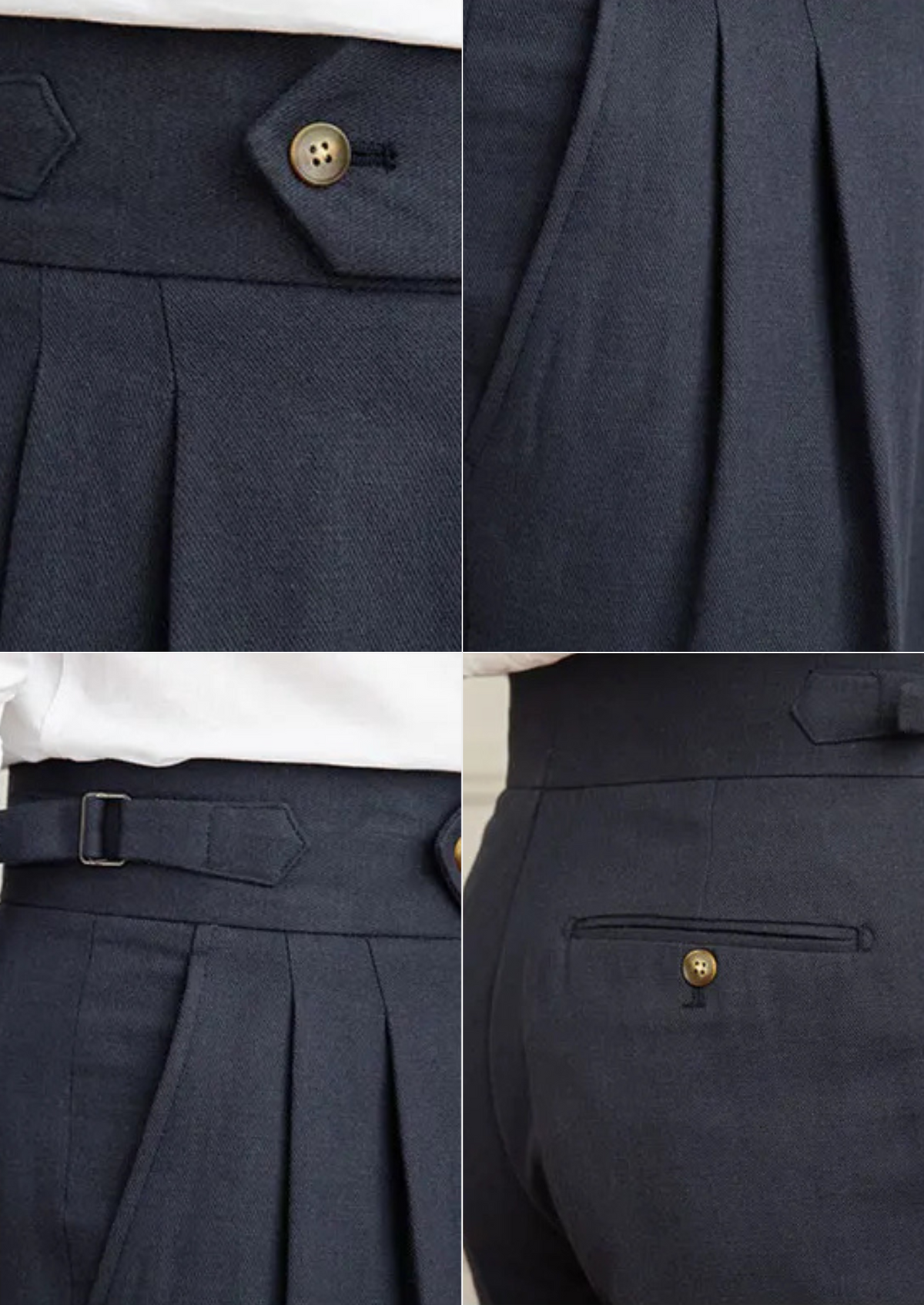 Napoli Pleated Coastal Trousers - Navy Blue | Auremmont