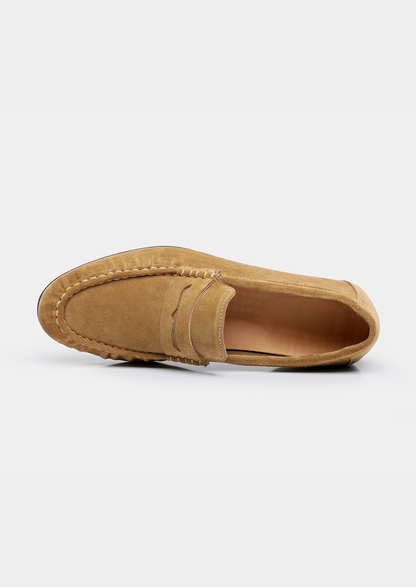 Caramel Classic Penny Suede Loafers | Auremmont