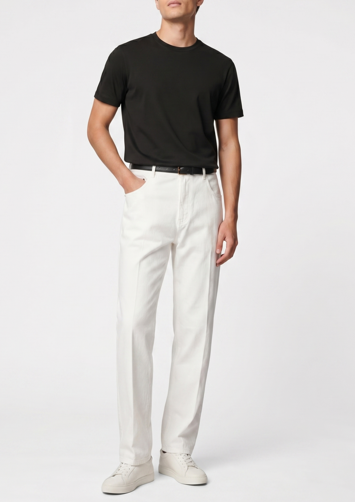 Essential White Straight Leg Denim Trousers | Auremmont