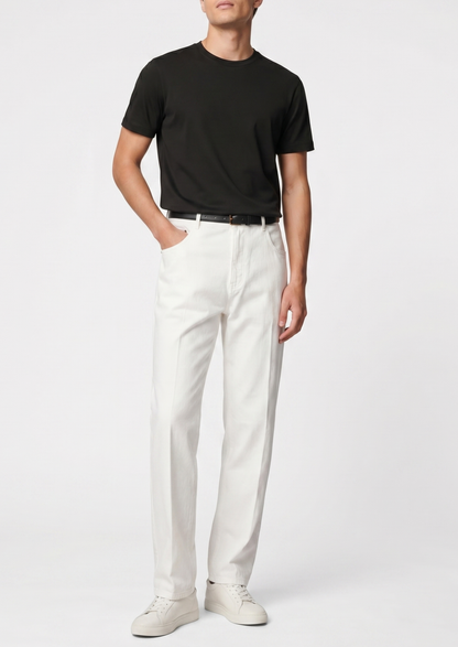 Essential White Straight Leg Denim Trousers | Auremmont