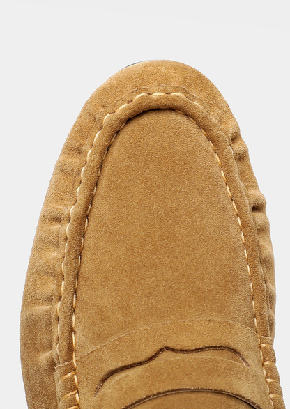 Caramel Classic Penny Suede Loafers | Auremmont