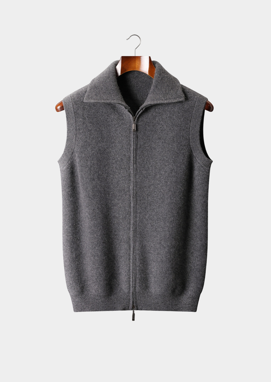 Pure Cashmere Dark Gray Body Warmer Vest | Auremmont