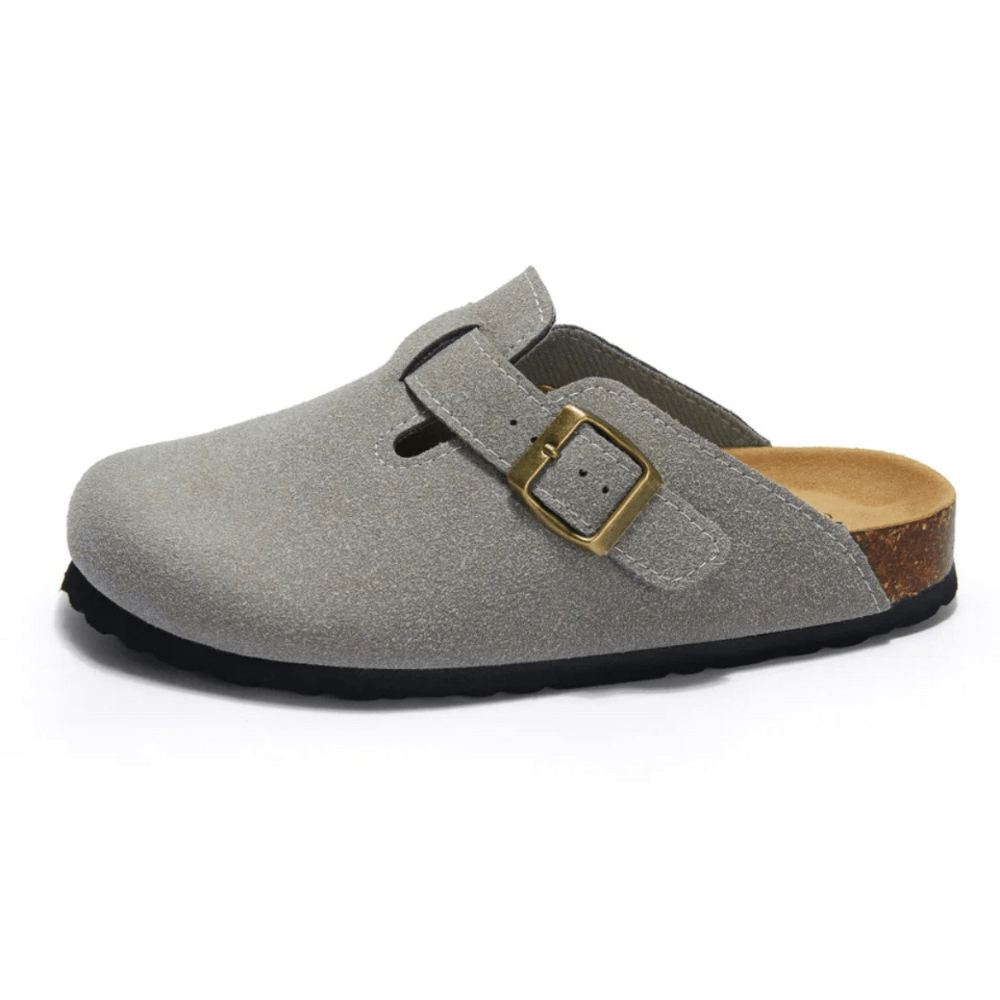 Auremmont Suede Boston Clogs - Light Grey