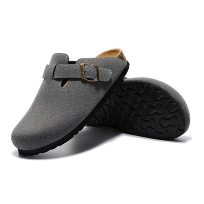 Auremmont Suede Boston Clogs - Dark Grey