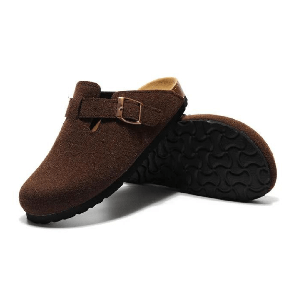 Auremmont Suede Boston Clogs - Dark Brown