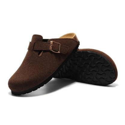 Auremmont Suede Boston Clogs - Dark Brown