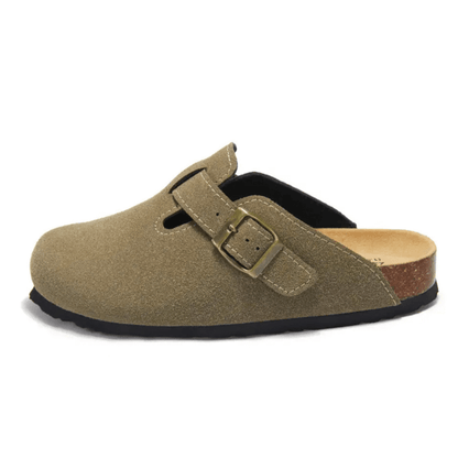 Auremmont Suede Boston Clogs - Moss Green