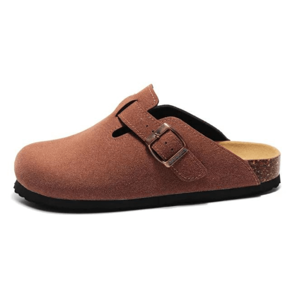 Auremmont Suede Boston Clogs - Chestnut