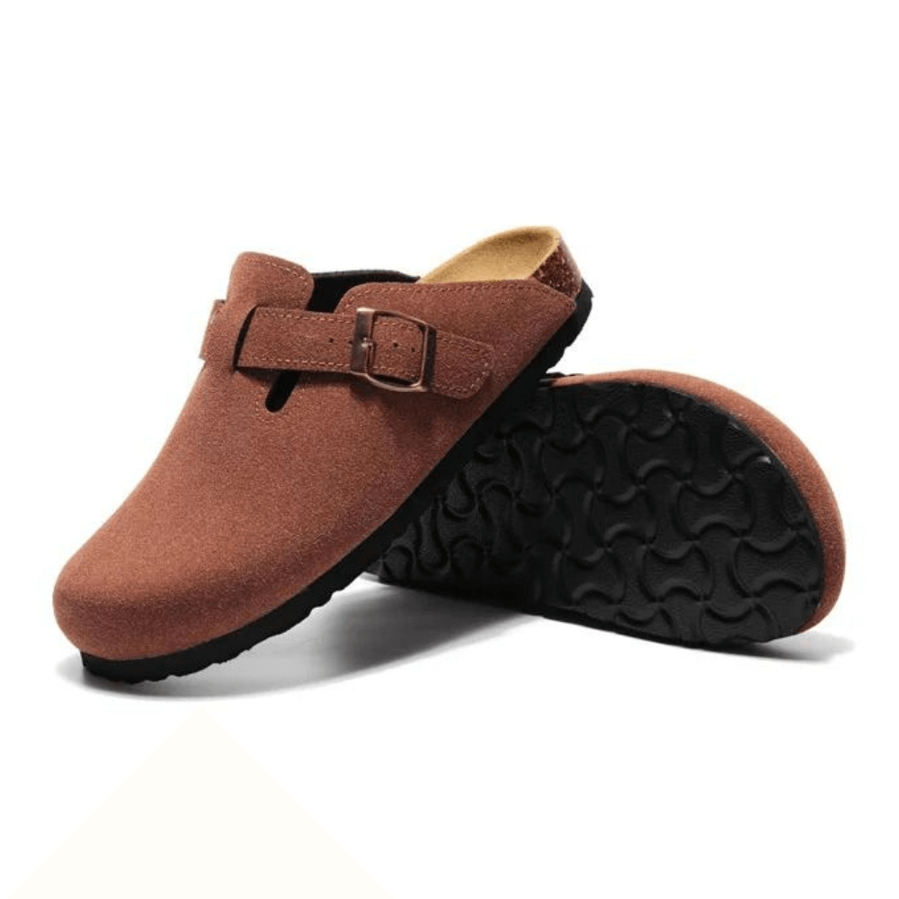 Auremmont Suede Boston Clogs - Chestnut