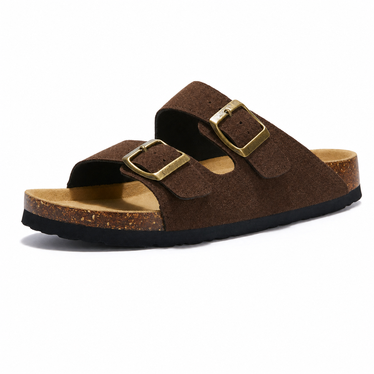 Maibulun Suede Arizona Sandals - Dark Brown | Auremmont