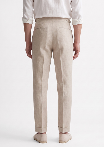 Tuscany Pleated Coastal Trousers - Ivory | Auremmont
