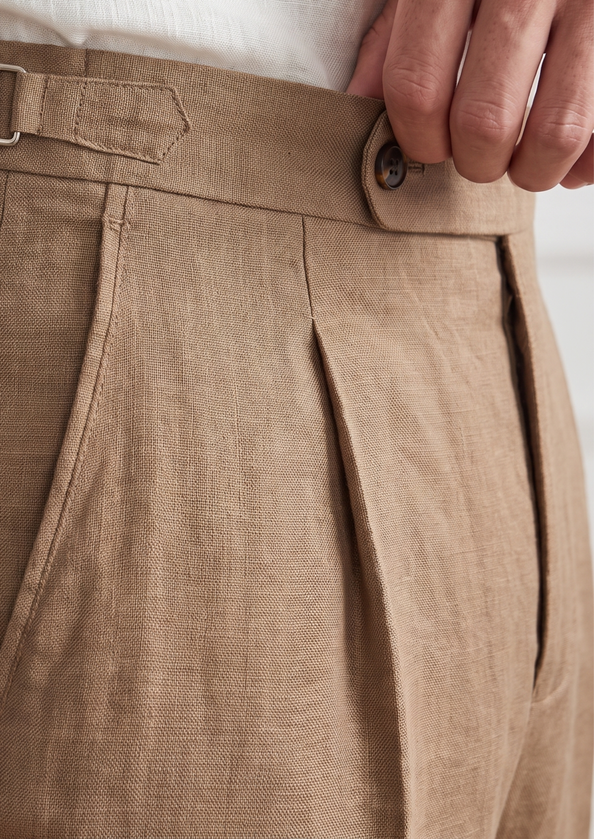 Tuscany Pleated Coastal Trousers - Caramel | Auremmont