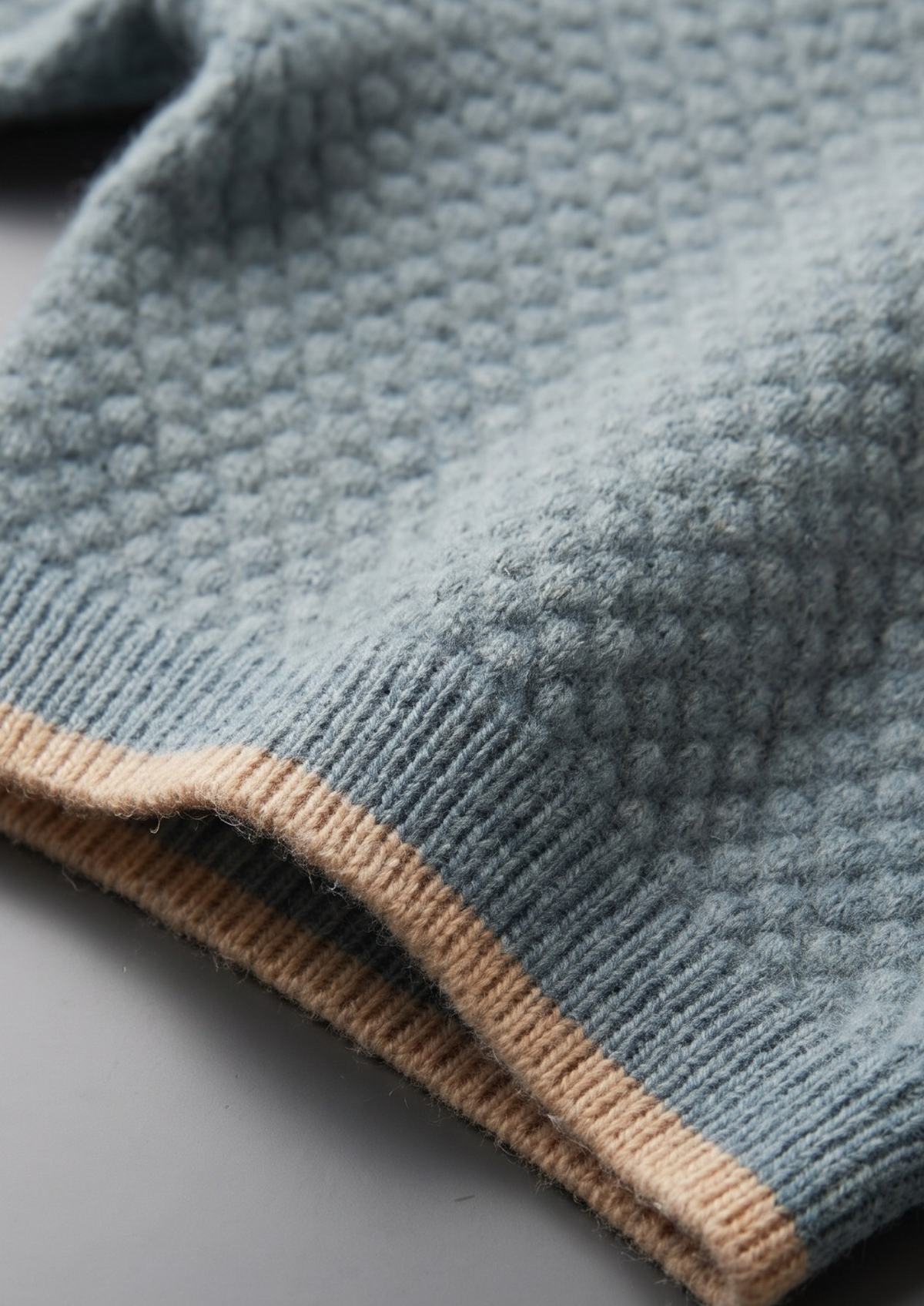 Premium Cashmere Sea Blue Two-Tone Polo | Auremmont