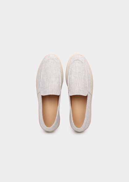 Gray Linen City Loafers | Auremmont