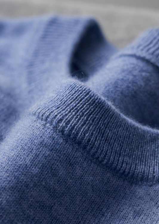Premium Cashmere Classic Crewneck T-Shirt - Deep Atlantic | Auremmont