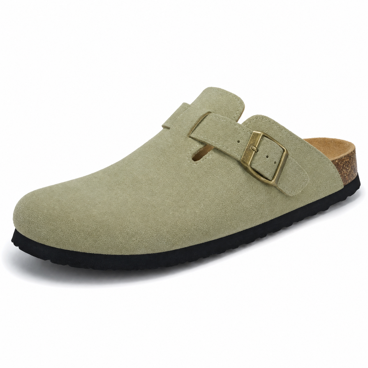 Auremmont Suede Boston Clogs - Matcha Green