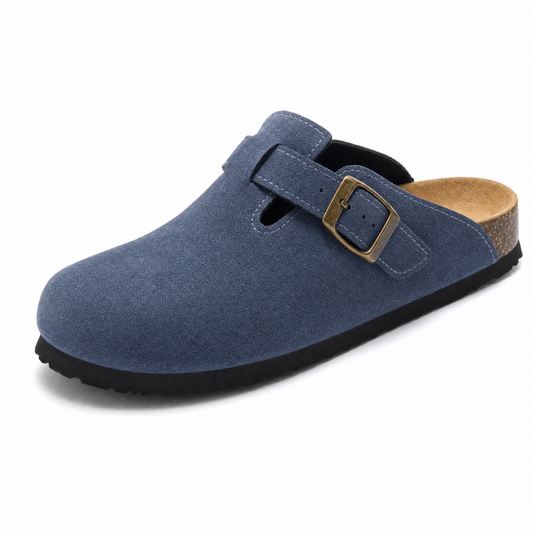 Auremmont Suede Boston Clogs - Blue