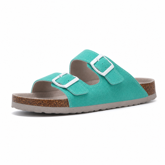Maibulun Suede Arizona Sandals - Aqua | Auremmont
