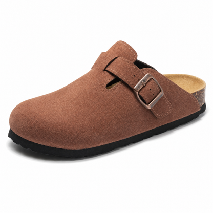Auremmont Suede Boston Clogs - Chestnut