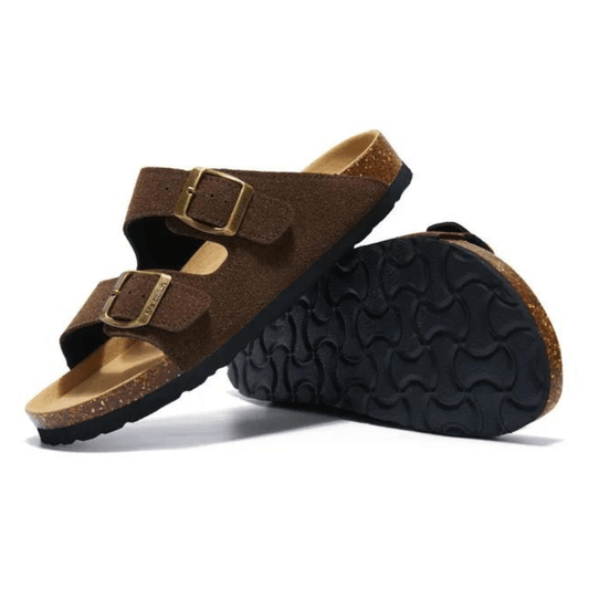 Maibulun Suede Arizona Sandals - Dark Brown | Auremmont