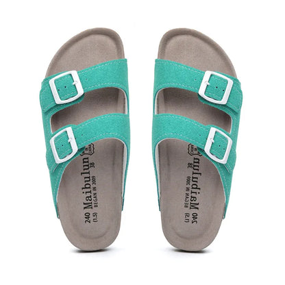 Maibulun Suede Arizona Sandals - Aqua | Auremmont