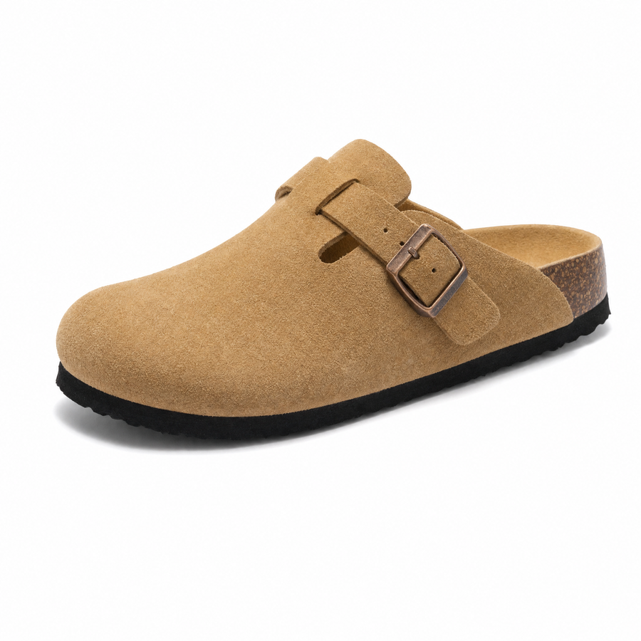 Auremmont Suede Boston Clogs - Light Brown