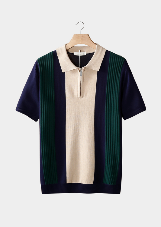 Navy Resort Zipper Polo | Auremmont