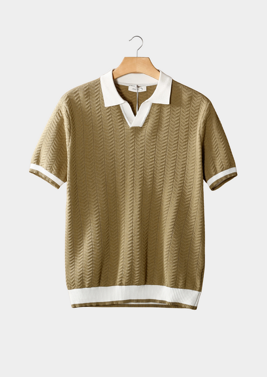 Almond Contrast Textured Polo | Auremmont
