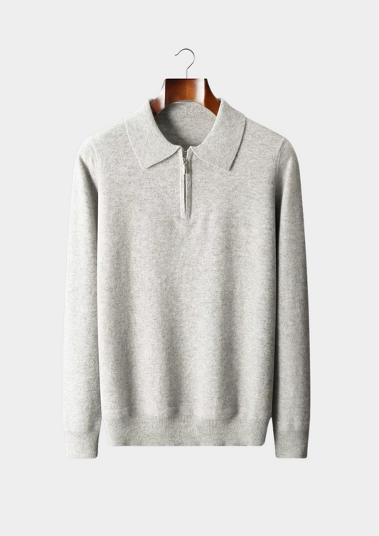 Pure Extra-Fine Merino Wool Half Zip Polo | Auremmont