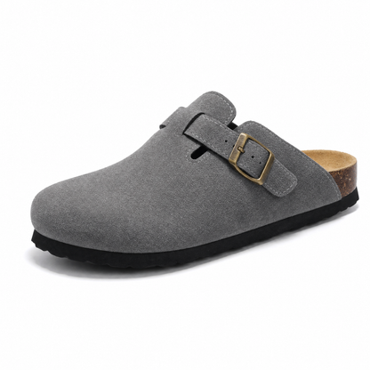 Auremmont Suede Boston Clogs - Dark Grey