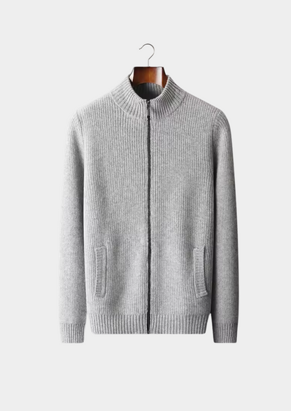 Pure Extra-Fine Merino Wool Ribbed Cardigan | Auremmont