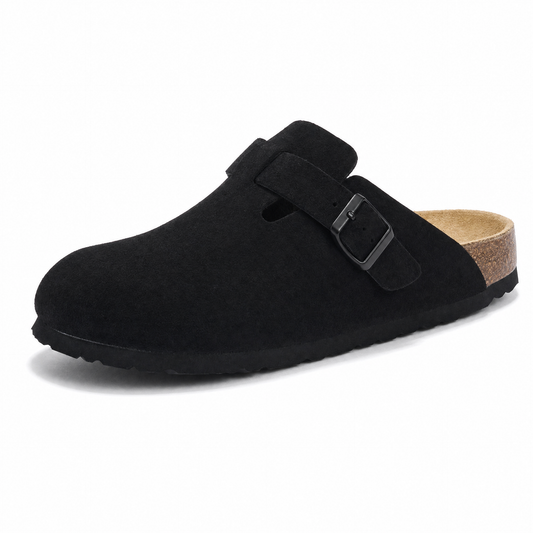 Auremmont Suede Boston Clogs - Black