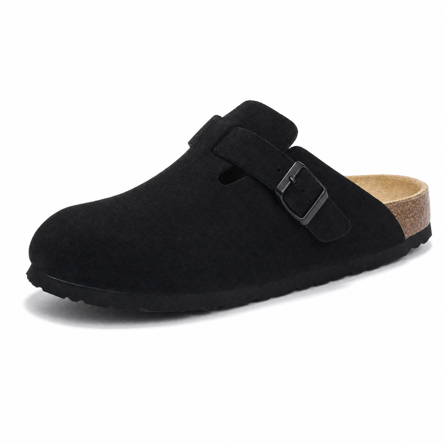Auremmont Suede Boston Clogs - Black