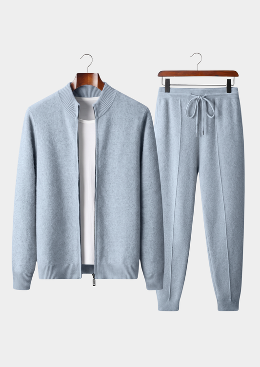 Pure Extra-Fine Merino Wool Light Blue Luzzo Set | Auremmont