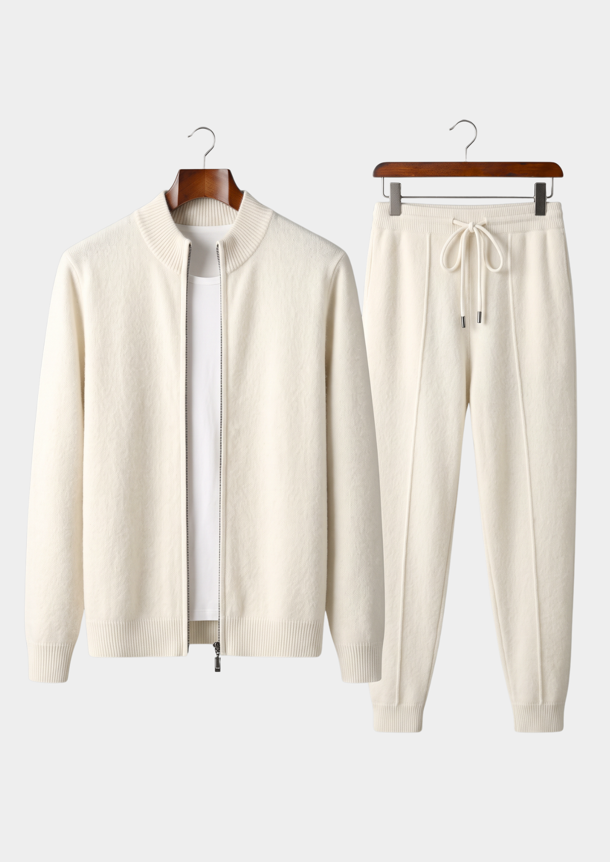 Pure Extra-Fine Merino Wool Cream White Luzzo Set | Auremmont