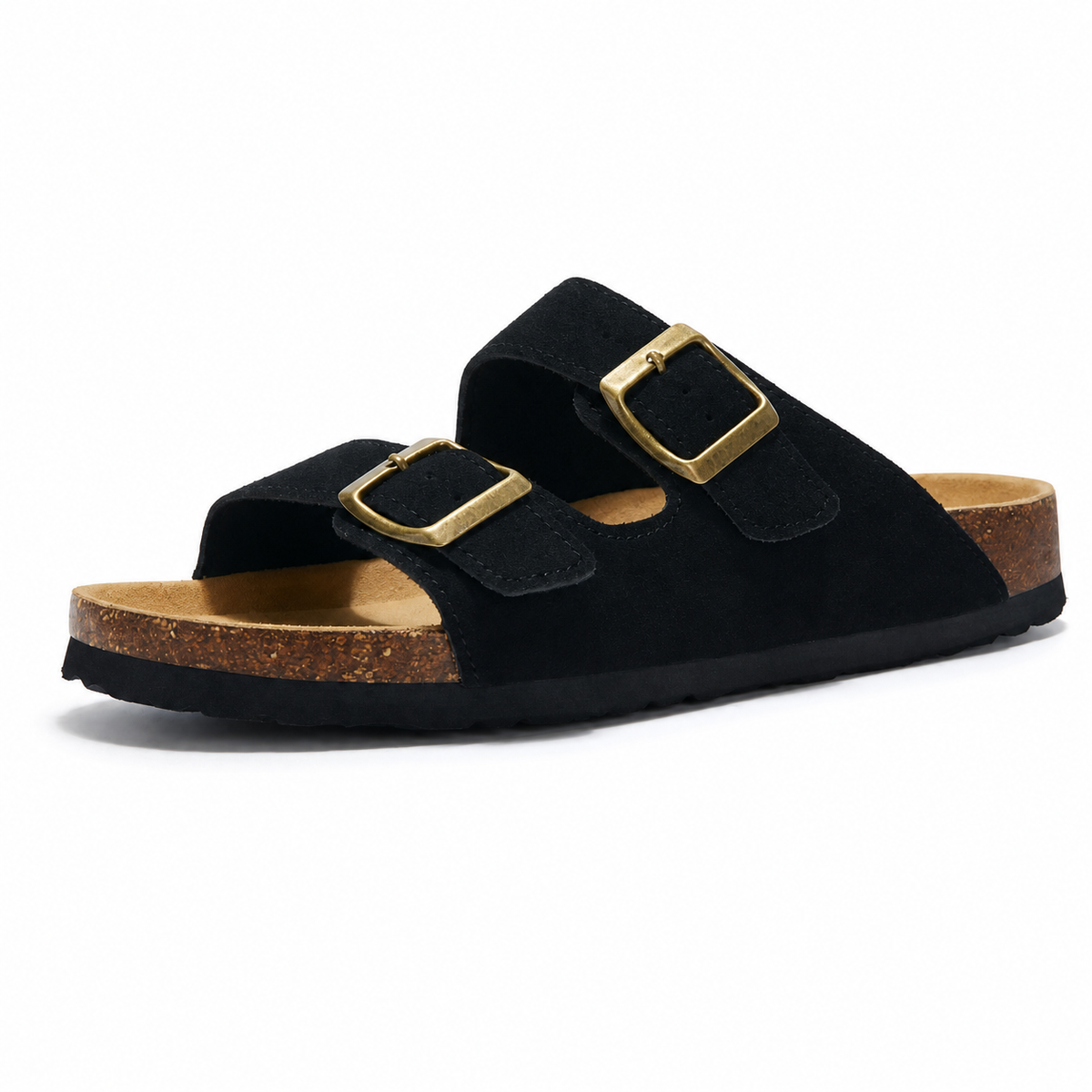 Maibulun Suede Arizona Sandals - Black | Auremmont