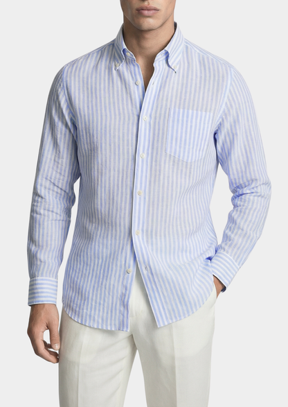Portofino Striped Coastal Shirt - Light Blue | Auremmont