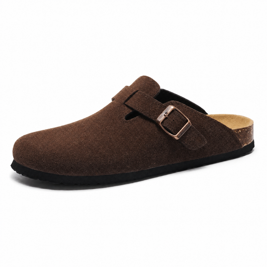Auremmont Suede Boston Clogs - Dark Brown