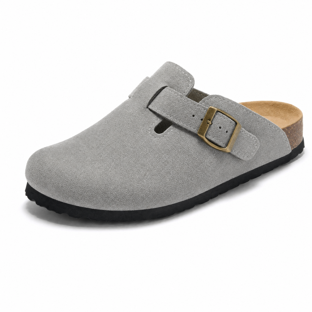 Auremmont Suede Boston Clogs - Light Grey